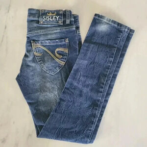 Sisley Jeans - Girls 2XL - 11-12 Years - Adjustable Strap - Faded Denim